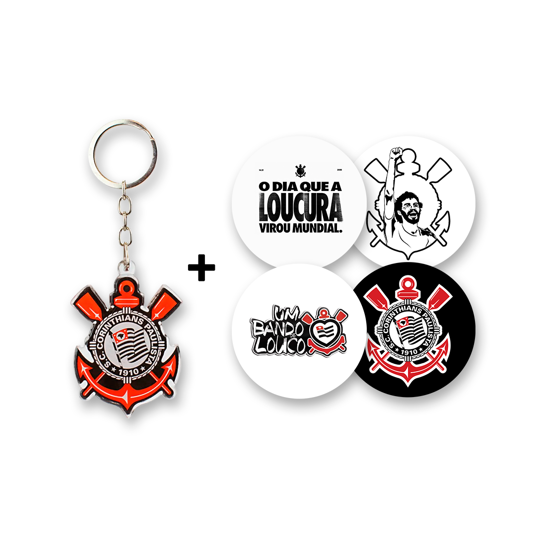 Kit Chaveiro + Adesivos Corinthians