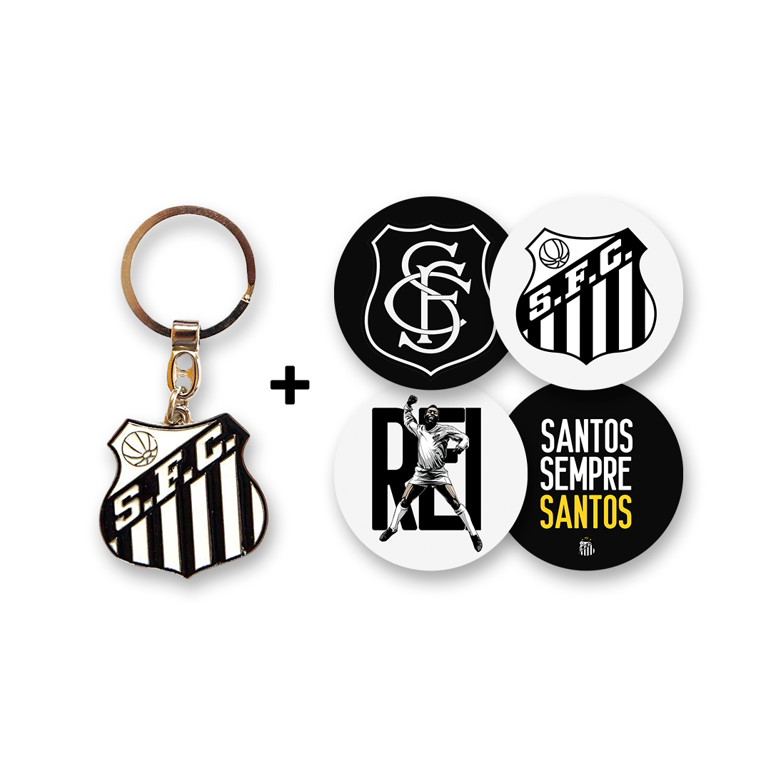 Kit Chaveiro + Adesivos Santos