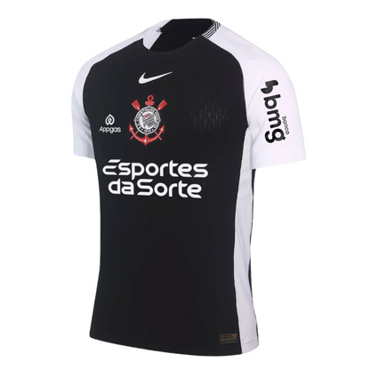 Camisa Corinthians Away 25/26 Jogador - Preta C/ Patrocínio