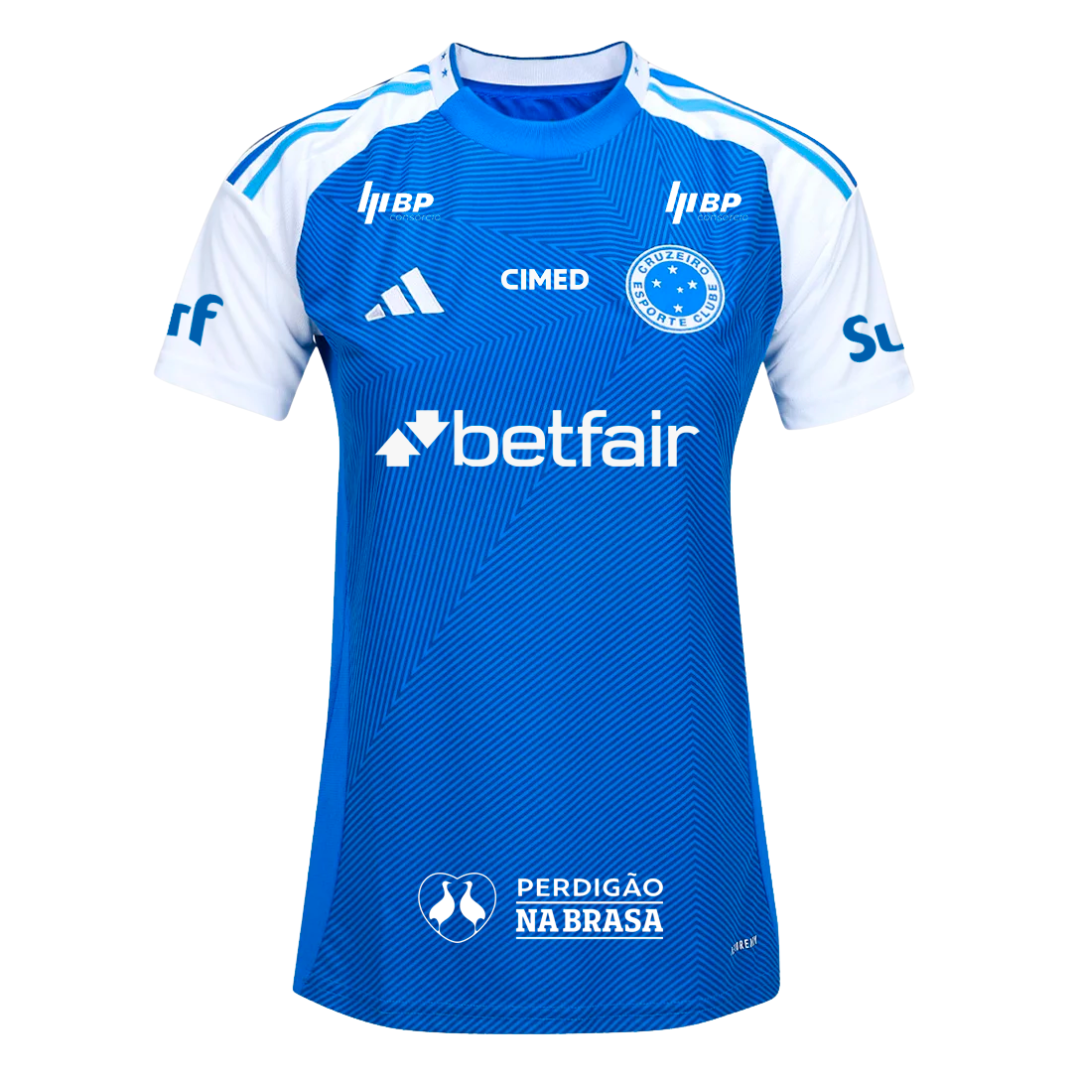 Camisa Cruzeiro Feminina Home 25/26 - Azul C/ Patrocínio