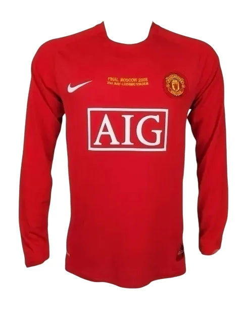 Camisa Manchester United Home 07/08 Retrô Manga Longa - Vermelha