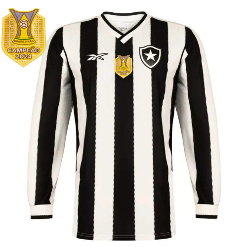 Camisa Botafogo Home 24/25 Manga Longa - Preta e Branca