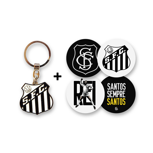 Kit Chaveiro + Adesivos Santos