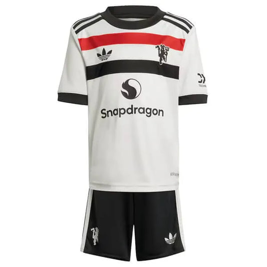 Conjunto Infantil Manchester United III 24/25 - Branco e Preto