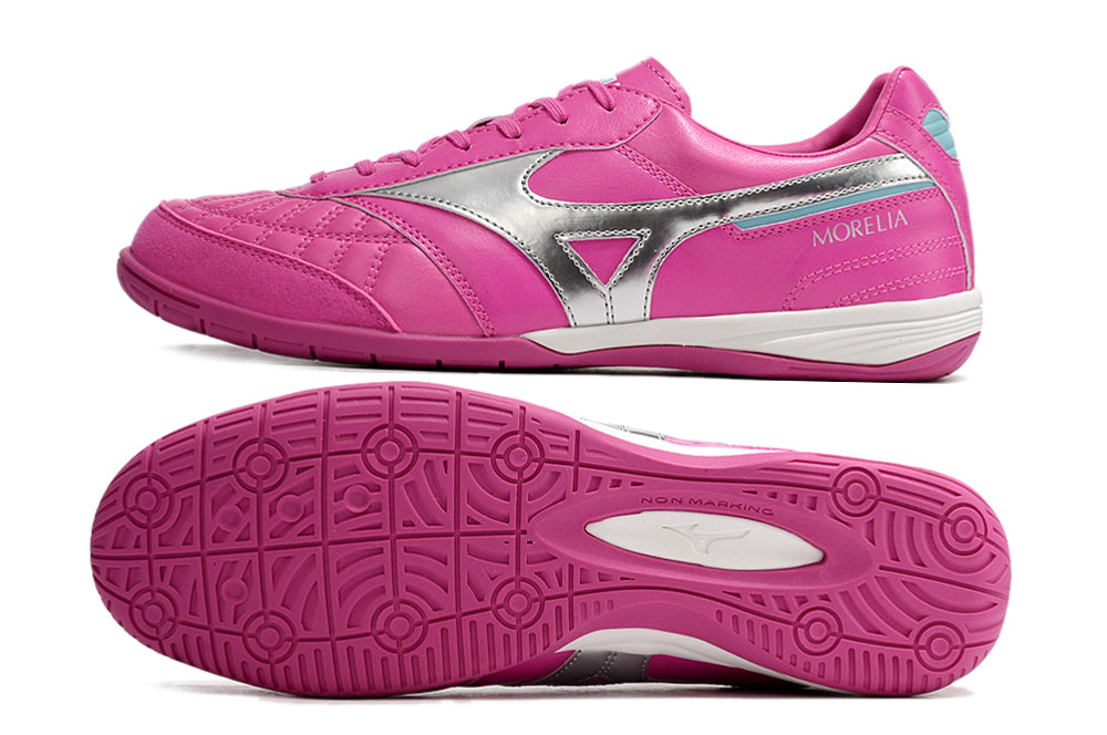 Chuteira Futsal Mizuno Morelia Sala IC Rosa e Prata